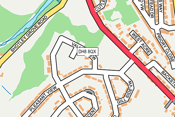 DH8 8QX map - OS OpenMap – Local (Ordnance Survey)