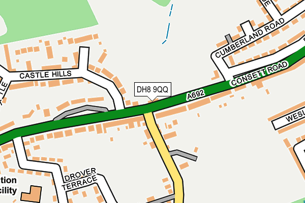 DH8 9QQ map - OS OpenMap – Local (Ordnance Survey)