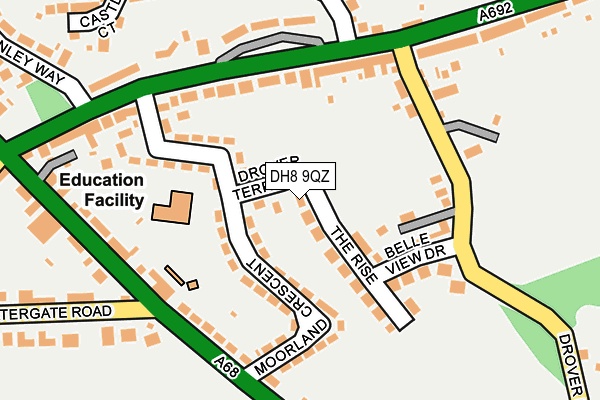 DH8 9QZ map - OS OpenMap – Local (Ordnance Survey)