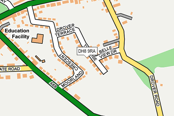 DH8 9RA map - OS OpenMap – Local (Ordnance Survey)