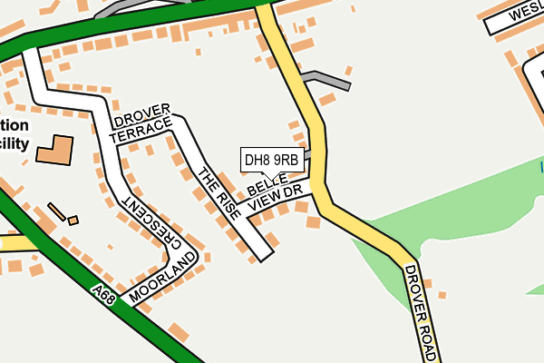 DH8 9RB map - OS OpenMap – Local (Ordnance Survey)