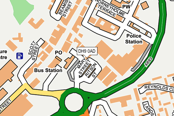 DH9 0AD map - OS OpenMap – Local (Ordnance Survey)
