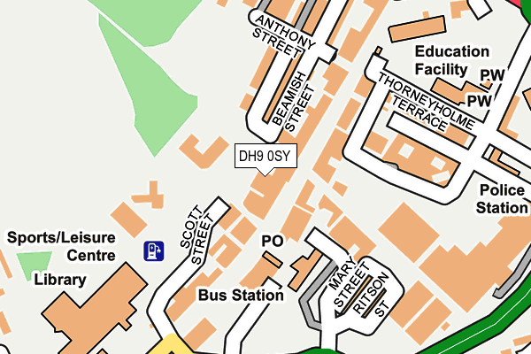 DH9 0SY map - OS OpenMap – Local (Ordnance Survey)