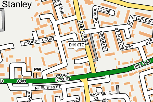 DH9 0TZ map - OS OpenMap – Local (Ordnance Survey)