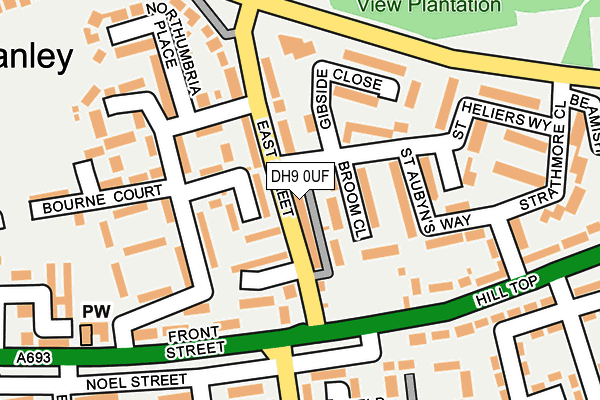 DH9 0UF map - OS OpenMap – Local (Ordnance Survey)