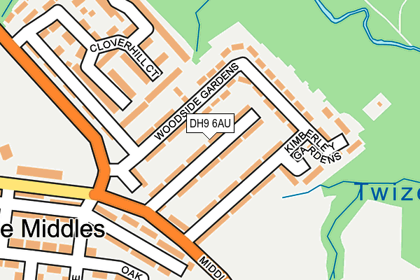 DH9 6AU map - OS OpenMap – Local (Ordnance Survey)