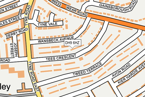 DH9 6HZ map - OS OpenMap – Local (Ordnance Survey)
