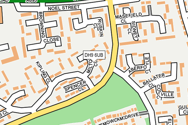 DH9 6UB map - OS OpenMap – Local (Ordnance Survey)