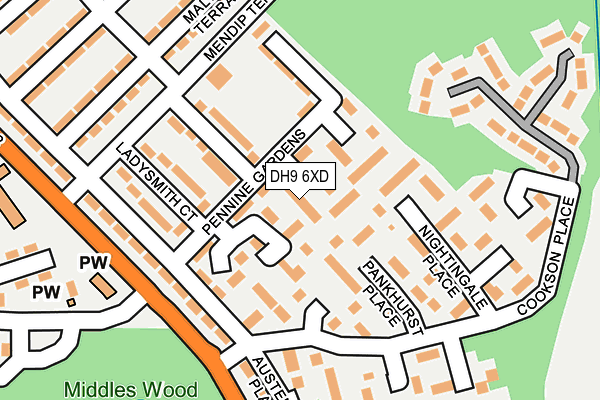 DH9 6XD map - OS OpenMap – Local (Ordnance Survey)