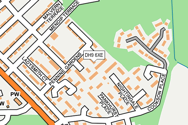 DH9 6XE map - OS OpenMap – Local (Ordnance Survey)