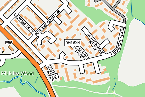 DH9 6XH map - OS OpenMap – Local (Ordnance Survey)