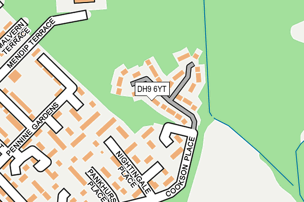 DH9 6YT map - OS OpenMap – Local (Ordnance Survey)