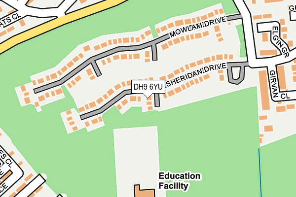 DH9 6YU map - OS OpenMap – Local (Ordnance Survey)