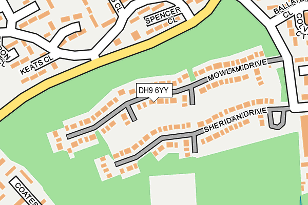 DH9 6YY map - OS OpenMap – Local (Ordnance Survey)