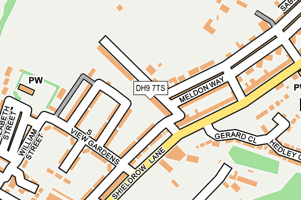 DH9 7TS map - OS OpenMap – Local (Ordnance Survey)