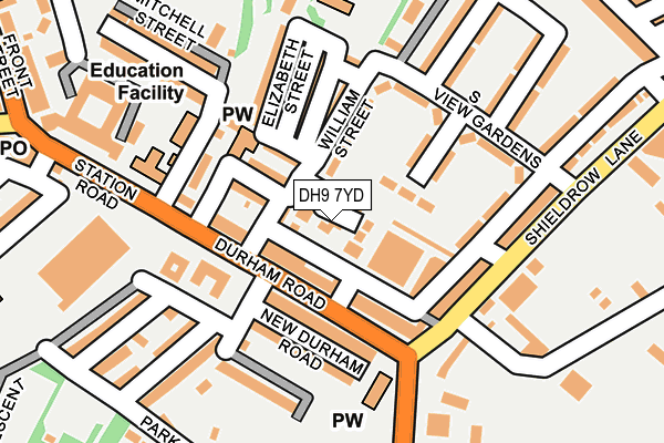 DH9 7YD map - OS OpenMap – Local (Ordnance Survey)