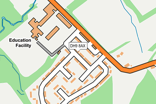 DH9 8AX map - OS OpenMap – Local (Ordnance Survey)