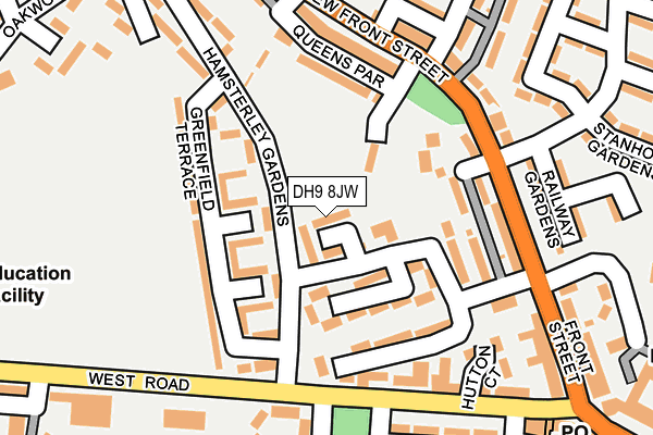 DH9 8JW map - OS OpenMap – Local (Ordnance Survey)