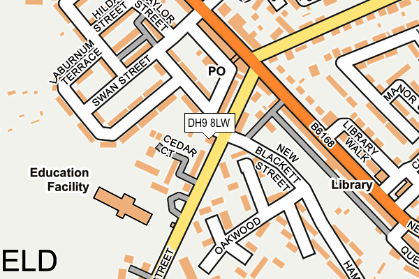 DH9 8LW map - OS OpenMap – Local (Ordnance Survey)
