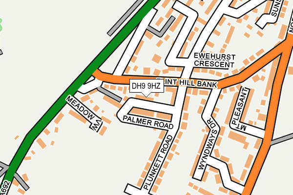 DH9 9HZ map - OS OpenMap – Local (Ordnance Survey)