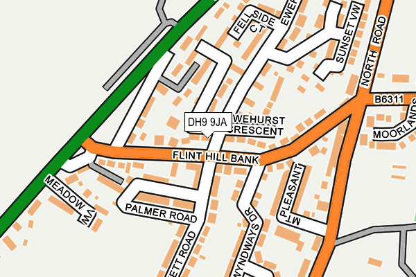 DH9 9JA map - OS OpenMap – Local (Ordnance Survey)
