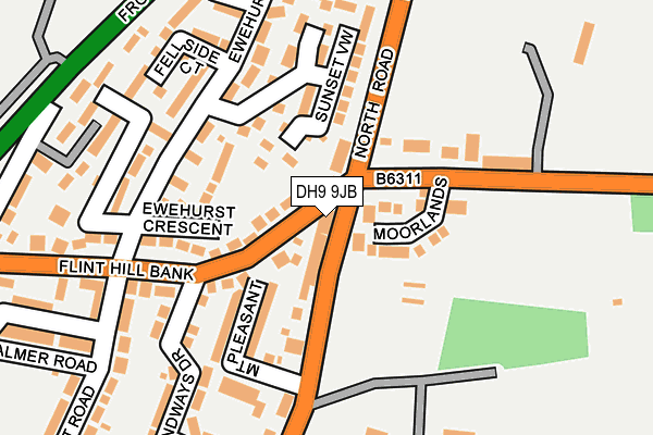 DH9 9JB map - OS OpenMap – Local (Ordnance Survey)