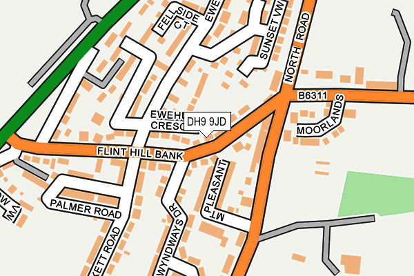 DH9 9JD map - OS OpenMap – Local (Ordnance Survey)
