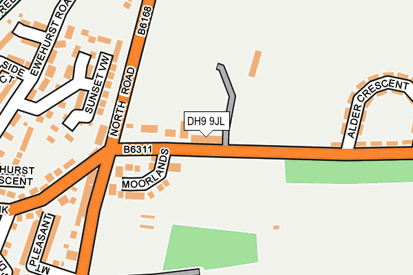DH9 9JL map - OS OpenMap – Local (Ordnance Survey)