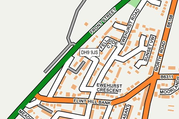 DH9 9JS map - OS OpenMap – Local (Ordnance Survey)