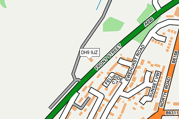 DH9 9JZ map - OS OpenMap – Local (Ordnance Survey)