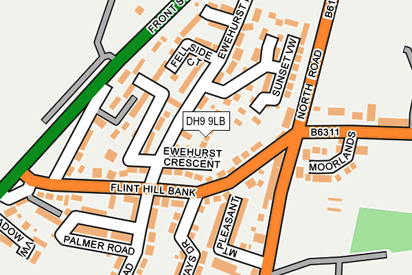 DH9 9LB map - OS OpenMap – Local (Ordnance Survey)