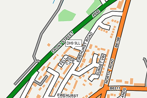 DH9 9LL map - OS OpenMap – Local (Ordnance Survey)