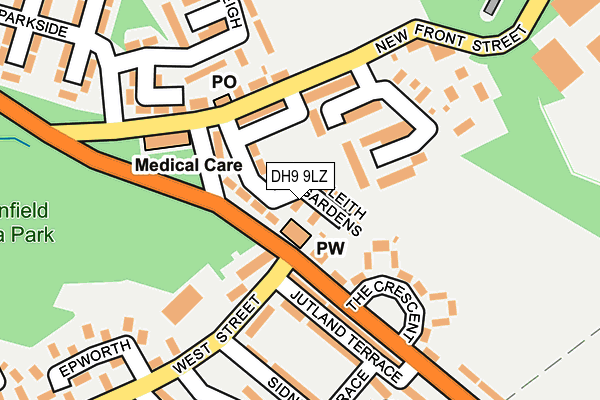 DH9 9LZ map - OS OpenMap – Local (Ordnance Survey)