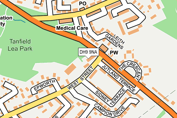 DH9 9NA map - OS OpenMap – Local (Ordnance Survey)