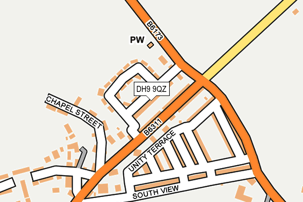 DH9 9QZ map - OS OpenMap – Local (Ordnance Survey)