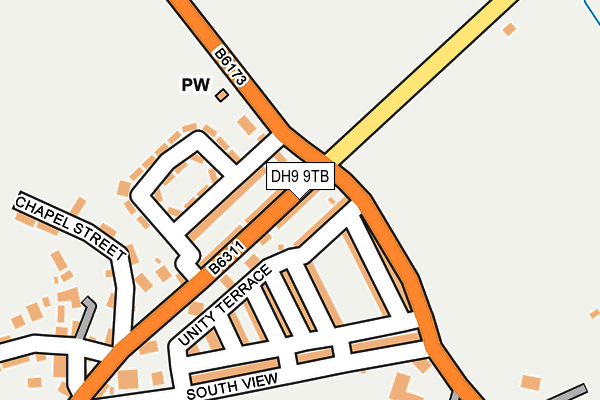 DH9 9TB map - OS OpenMap – Local (Ordnance Survey)