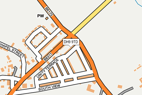 DH9 9TD map - OS OpenMap – Local (Ordnance Survey)