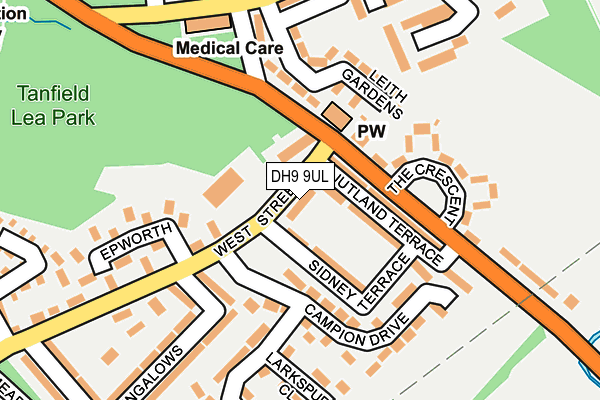 DH9 9UL map - OS OpenMap – Local (Ordnance Survey)
