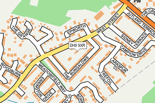 DH9 9XR map - OS OpenMap – Local (Ordnance Survey)