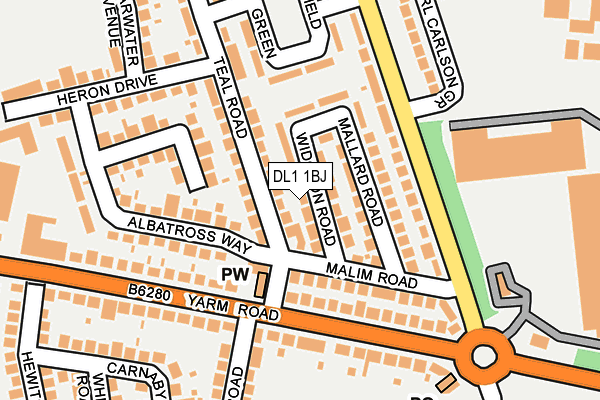 DL1 1BJ map - OS OpenMap – Local (Ordnance Survey)