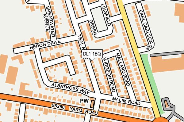 DL1 1BQ map - OS OpenMap – Local (Ordnance Survey)