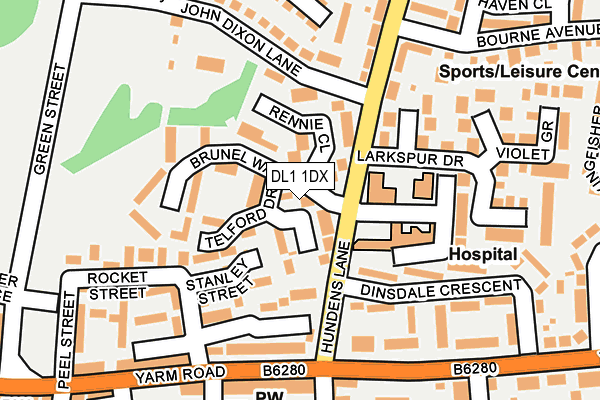 DL1 1DX map - OS OpenMap – Local (Ordnance Survey)