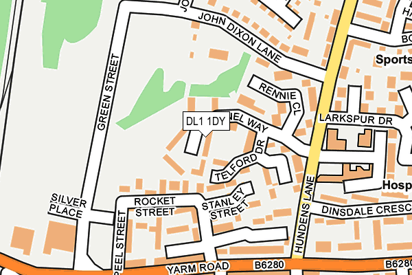 DL1 1DY map - OS OpenMap – Local (Ordnance Survey)