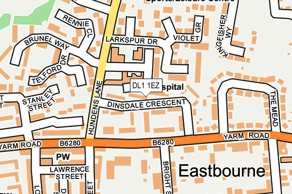 DL1 1EZ map - OS OpenMap – Local (Ordnance Survey)