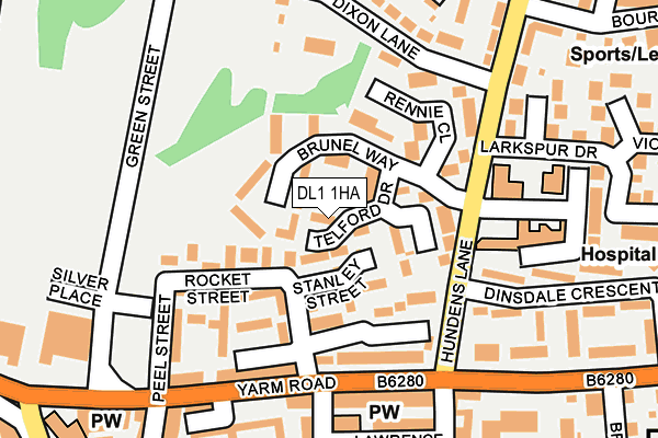 DL1 1HA map - OS OpenMap – Local (Ordnance Survey)