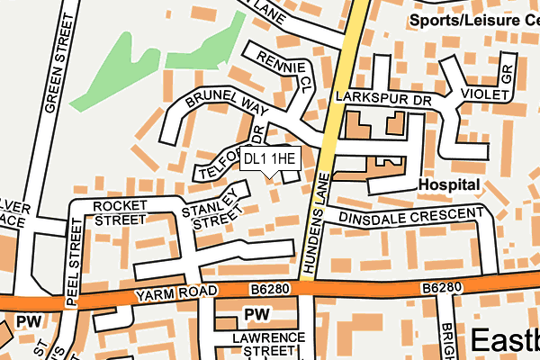 DL1 1HE map - OS OpenMap – Local (Ordnance Survey)