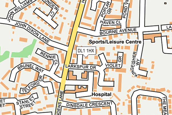 DL1 1HX map - OS OpenMap – Local (Ordnance Survey)