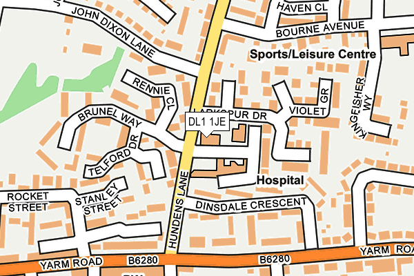 DL1 1JE map - OS OpenMap – Local (Ordnance Survey)