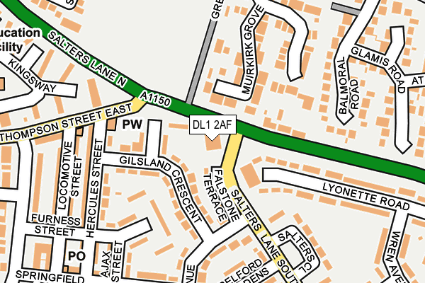 DL1 2AF map - OS OpenMap – Local (Ordnance Survey)