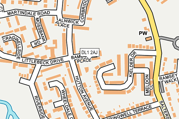 DL1 2AJ map - OS OpenMap – Local (Ordnance Survey)